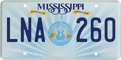 MS license plate LNA260
