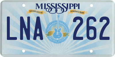 MS license plate LNA262