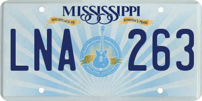 MS license plate LNA263