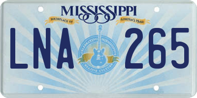MS license plate LNA265