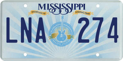 MS license plate LNA274