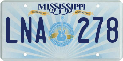 MS license plate LNA278