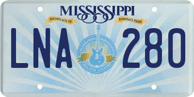 MS license plate LNA280
