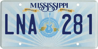 MS license plate LNA281