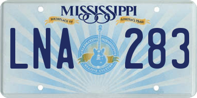 MS license plate LNA283