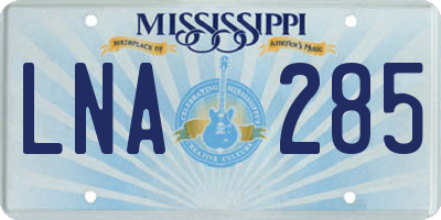 MS license plate LNA285