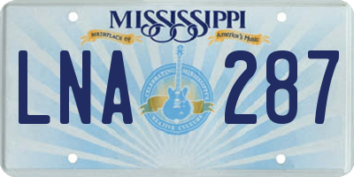 MS license plate LNA287