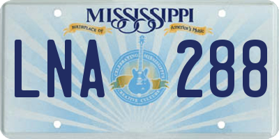 MS license plate LNA288