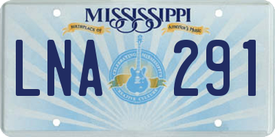 MS license plate LNA291