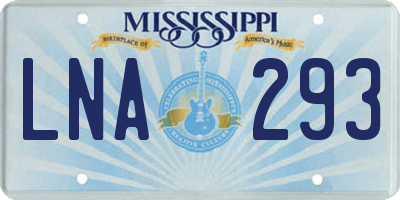 MS license plate LNA293