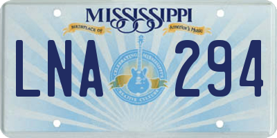 MS license plate LNA294