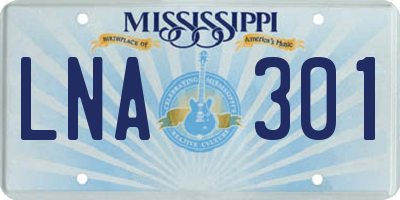 MS license plate LNA301