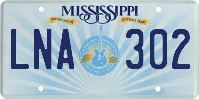 MS license plate LNA302