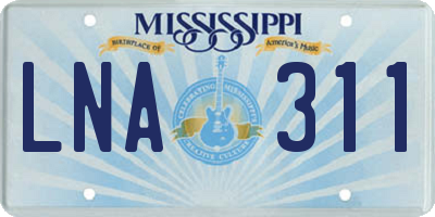 MS license plate LNA311