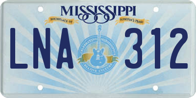 MS license plate LNA312