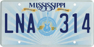 MS license plate LNA314