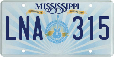 MS license plate LNA315