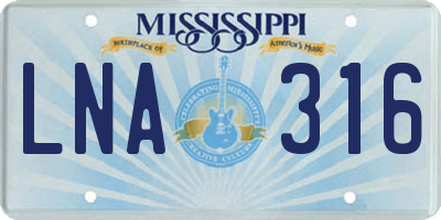 MS license plate LNA316