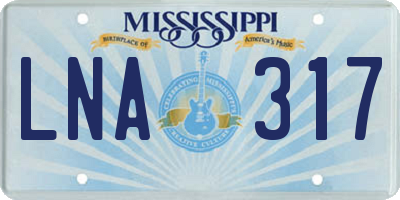 MS license plate LNA317