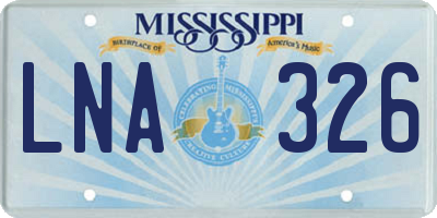 MS license plate LNA326