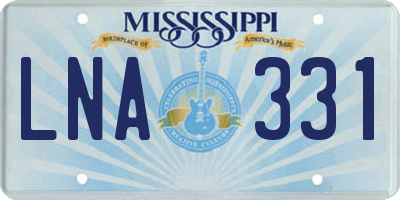 MS license plate LNA331