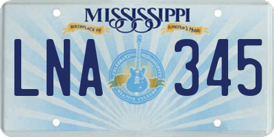 MS license plate LNA345