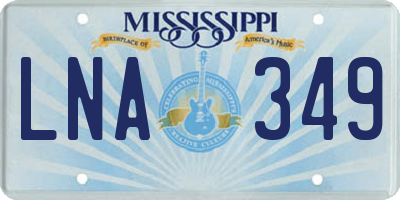 MS license plate LNA349