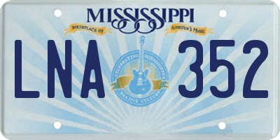 MS license plate LNA352
