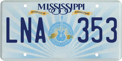 MS license plate LNA353