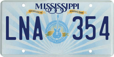 MS license plate LNA354