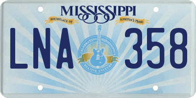 MS license plate LNA358
