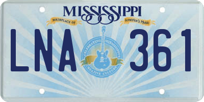 MS license plate LNA361