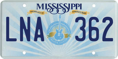 MS license plate LNA362