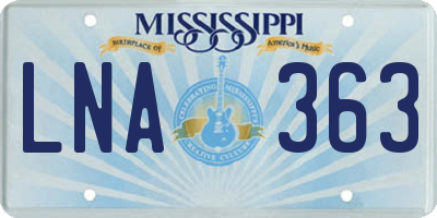 MS license plate LNA363