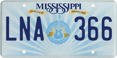 MS license plate LNA366