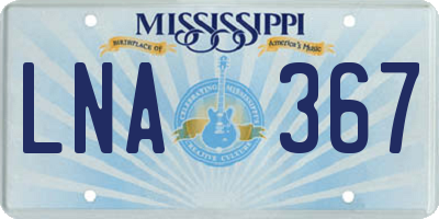 MS license plate LNA367