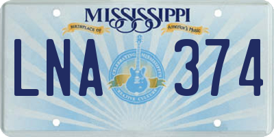 MS license plate LNA374