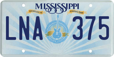 MS license plate LNA375