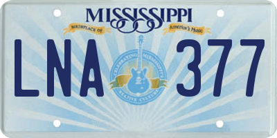 MS license plate LNA377
