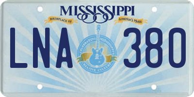 MS license plate LNA380