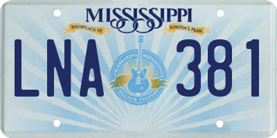 MS license plate LNA381