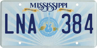 MS license plate LNA384