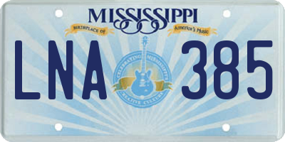 MS license plate LNA385