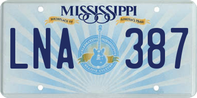 MS license plate LNA387