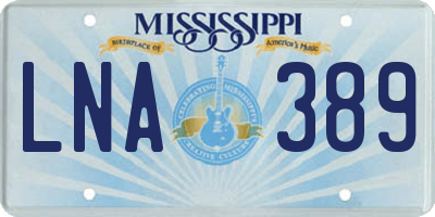 MS license plate LNA389