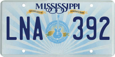 MS license plate LNA392