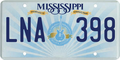 MS license plate LNA398