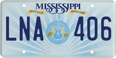 MS license plate LNA406