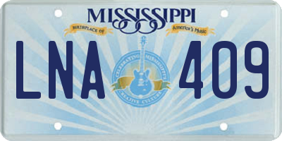 MS license plate LNA409