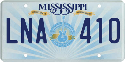 MS license plate LNA410
